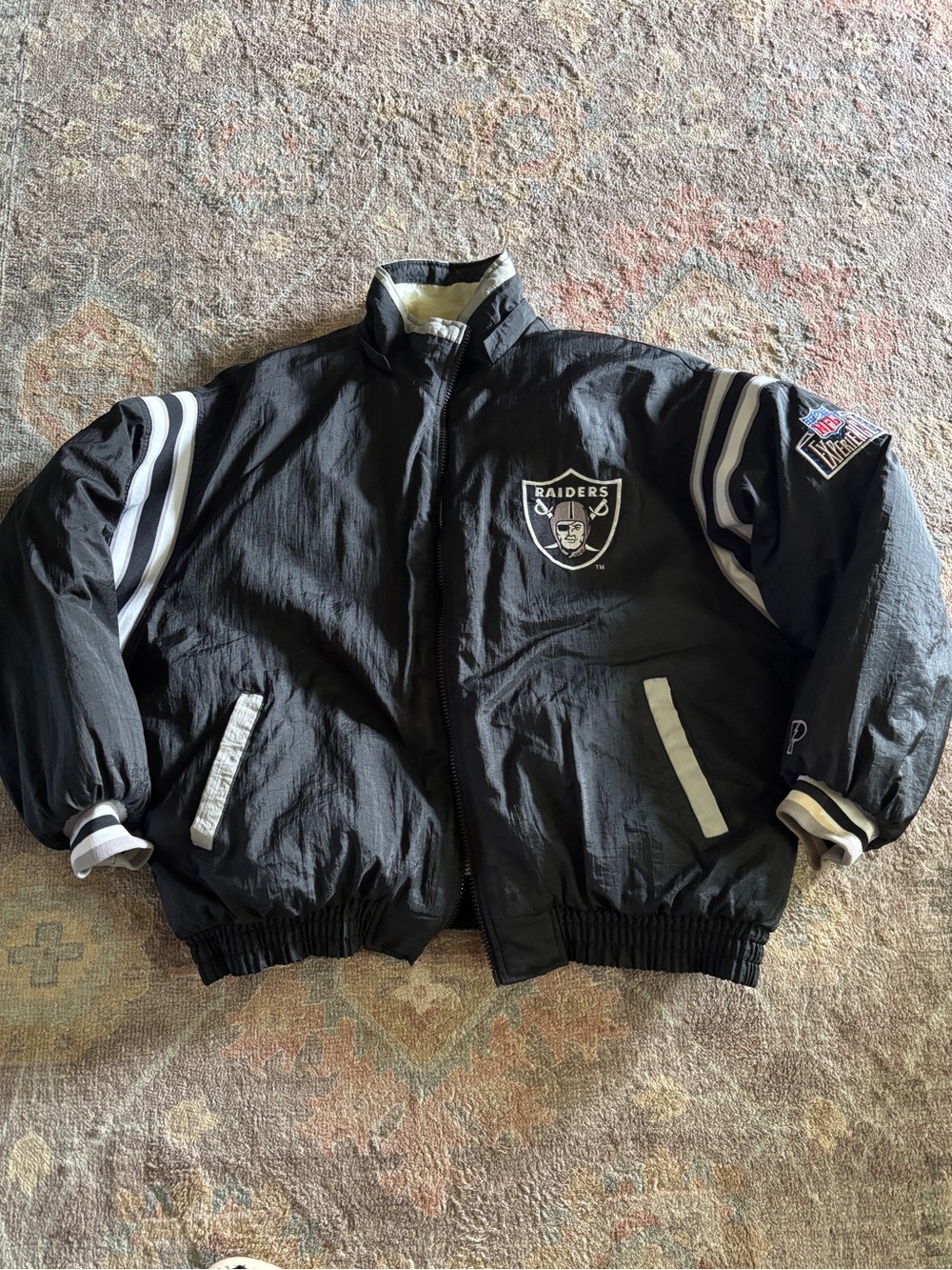 Vintage Pro Player Black Raiders Reversible Bomber Jacket